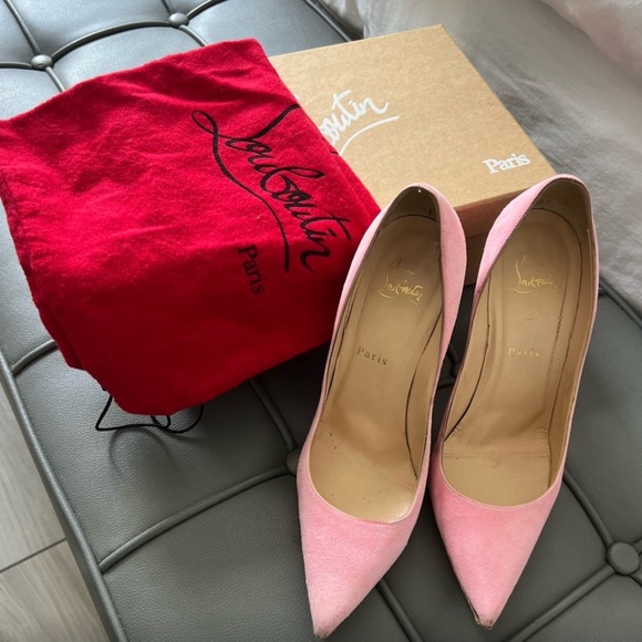 Christian Louboutin Decoltish suede heels US size 9-9.5 (39.5) in perfect pink. - Picture 1 of 10